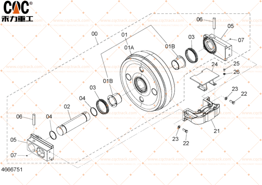 EX1200-6 Track Idler Drawing image